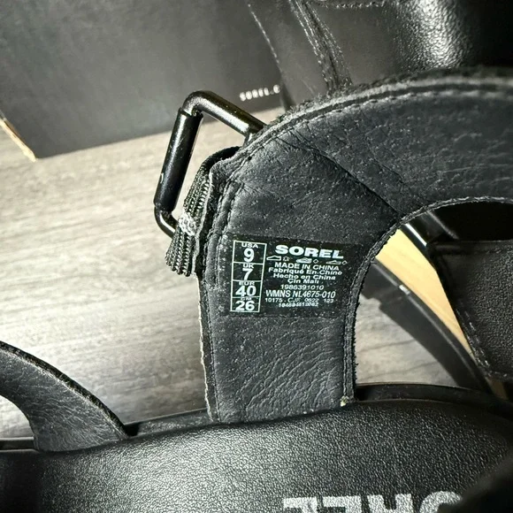 Sorel Black Leather Strappy Sandals Joanie III - Picture 3 of 3